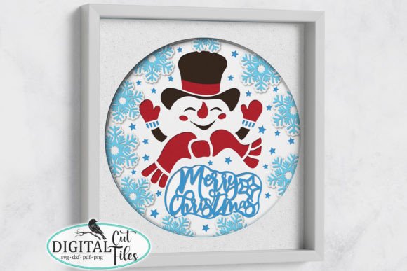 3D Snowman Shadow Box Svg Papercut