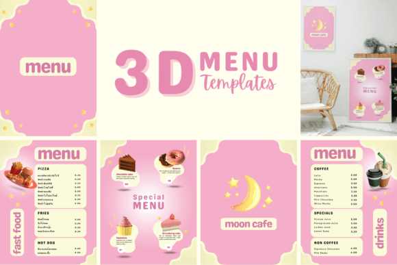 3D Style Menu Template: A Sparkling and Cute Way to Elevate Your Coffee Shop