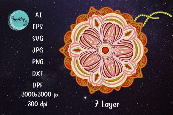 Beautiful Mandala 3D SVG 002