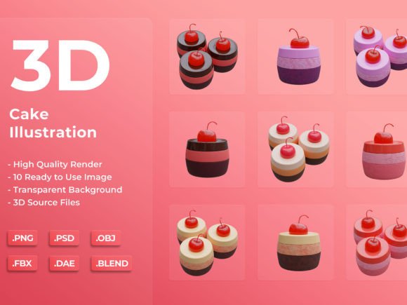 Cake 3D Illustration: Elevate Your Designs with Realistic 3D Assets