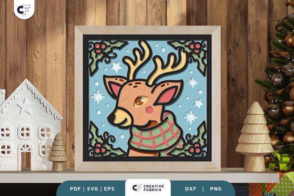 Christmas Deer 3D Shadow Box Papercut