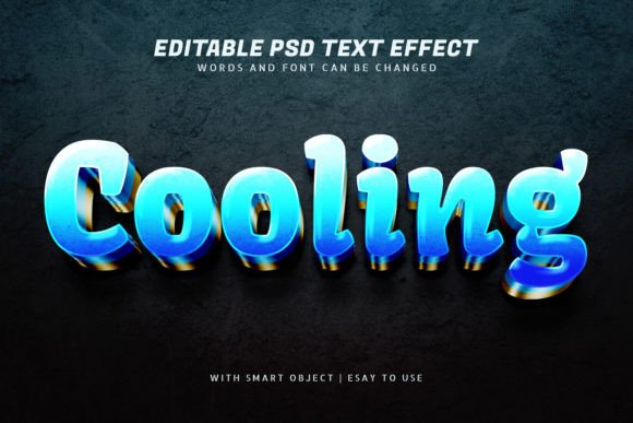 Cooling 3d Blue Text Effect Editable