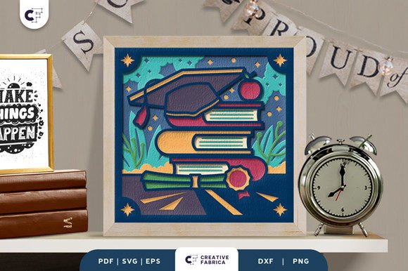 Creating Memories with the Stack of Books, Graduation 3D Shadow Box