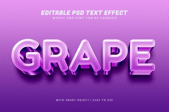Grape 3d Purple Text Effect Editable