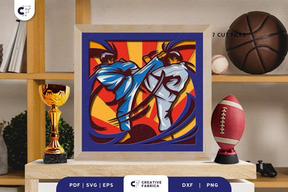 Judo 3D Shadow Box Layered Paper Cut