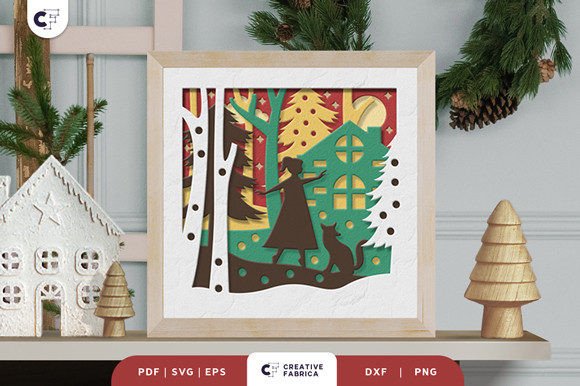 Little Girl with Fox 3D Paper Cut SVG: A Creative Christmas Craft for All