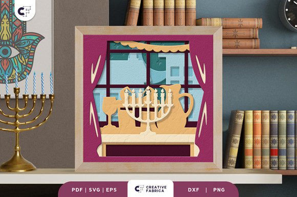 Menorah Candle 3D Shadow Box Paper Cut: A Unique Craft Project for Jewish Decor