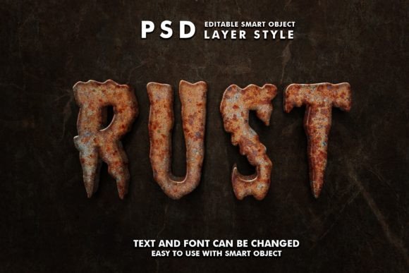 Rust 3D Realistic PSD Text Effect