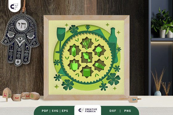 Seder Plate 3D Shadow Box Paper Cut