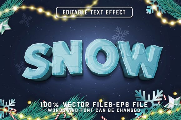 Snow 3D Editable EPS Text Effect