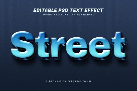 Street 3d Blue Text Effect Editable