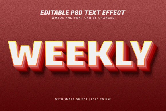 Weekly 3d Style Text Effect Editable