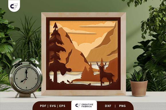 Wild Deer in the Forest 3D Shadow Box
