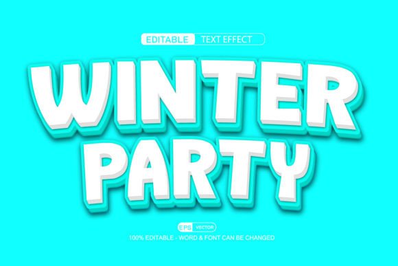 Winter Party 3D Editable Text Effect